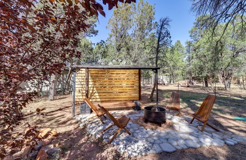 Overgaard Cabin | Decks + Fire Pit: Rustic-Modern Overgaard Cabin!