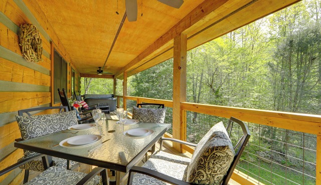 Hot Tub & Fire Pit! Creekfront Bryson City Cabin in Bryson City