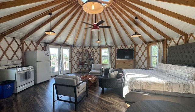 Glamping Yurt + Luxury Bath at Serenity Ridge in Mill Spring